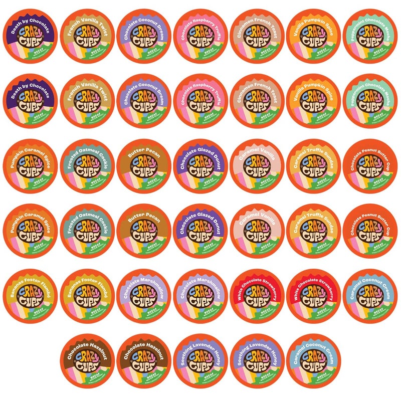 Crazy Cups Flavored Decaf Coffee, for the Keurig K Cups Coffee 2.0 Brewers, Variety Pack Sampler, 40 Count - Image 1